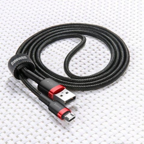 Wytrzymały nylonowy kabel przewód USB microUSB 2A 3M czarno-szary Wytrzymały nylonowy kabel przewód USB microUSB 2A 3M czarno-szary