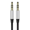 Yiven M30 przewód kabel audio stereo AUX 3.5 mm męski mini jack 1m srebrno-czarny