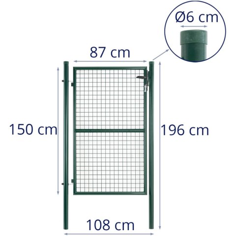 Brama furtka wejściowa ogrodowa ze stali 107.5 x 196 cm Brama furtka wejściowa ogrodowa ze stali 107.5 x 196 cm