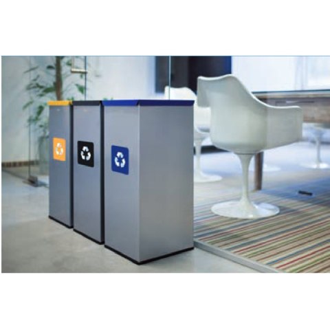 Metalowy kosz do segregacji śmieci 30x30x70cm 60L PAPIER - pokrywa niebieska Metalowy kosz do segregacji śmieci 30x30x70cm 60L PAPIER - pokrywa niebieska