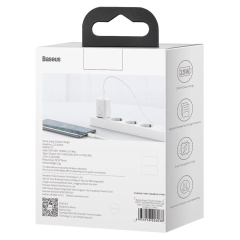 Super szybka ładowarka USB-C 25W Power Delivery Quick Charge - biały Super szybka ładowarka USB-C 25W Power Delivery Quick Charge - biały