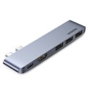 Wielofunkcyjny HUB port do MacBook Pro / Air 2x USB-C na USB-C HDMI 3x USB 3.0 - szary Wielofunkcyjny HUB port do MacBook Pro / Air 2x USB-C na USB-C HDMI 3x USB 3.0 - szary