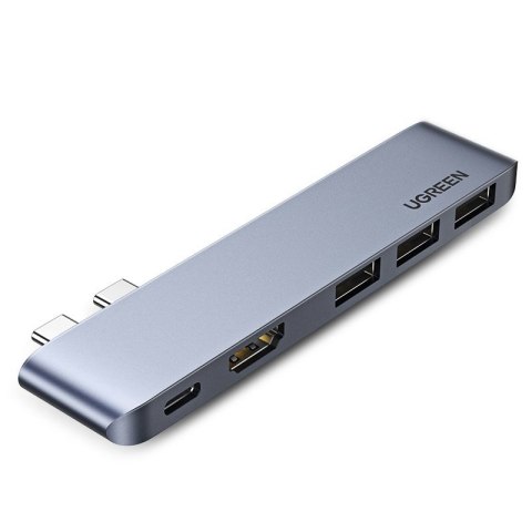 Wielofunkcyjny HUB port do MacBook Pro / Air 2x USB-C na USB-C HDMI 3x USB 3.0 - szary Wielofunkcyjny HUB port do MacBook Pro / Air 2x USB-C na USB-C HDMI 3x USB 3.0 - szary