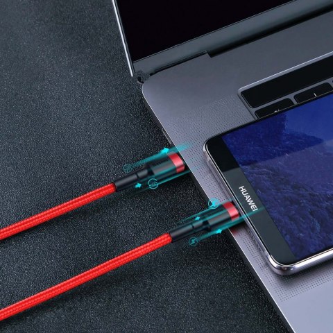 Wytrzymały kabel przewód w oplocie USB-C do USB-C QC3 1m - czerwony Wytrzymały kabel przewód w oplocie USB-C do USB-C QC3 1m - czerwony