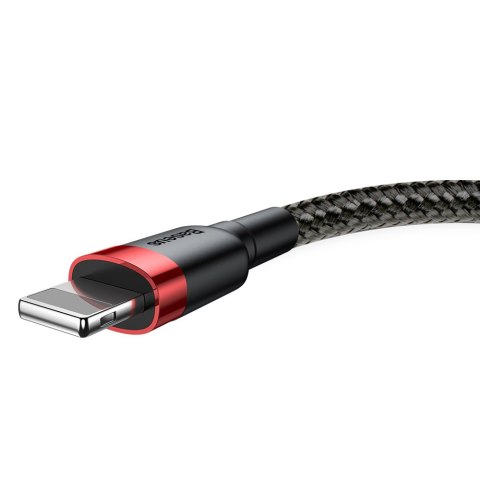 Wytrzymały kabel przewód w oplocie USB do iPhone Lightning QC3 2m - czarno-czerwony Wytrzymały kabel przewód w oplocie USB do iPhone Lightning QC3 2m - czarno-czerwony
