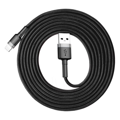 Wytrzymały kabel przewód w oplocie USB do iPhone Lightning QC3 2m - czarny Wytrzymały kabel przewód w oplocie USB do iPhone Lightning QC3 2m - czarny