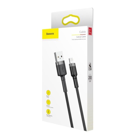 Wytrzymały kabel przewód w oplocie USB do iPhone Lightning QC3 2m - czarny Wytrzymały kabel przewód w oplocie USB do iPhone Lightning QC3 2m - czarny