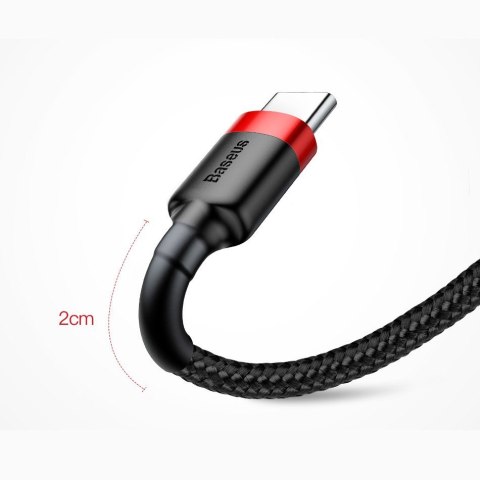 Wytrzymały nylonowy kabel przewód USB - USB-C QC3 3m - czerwony Wytrzymały nylonowy kabel przewód USB - USB-C QC3 3m - czerwony