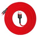 Wytrzymały nylonowy kabel przewód USB - iPhone Lightning QC3 3m - czerwony Wytrzymały nylonowy kabel przewód USB - iPhone Lightning QC3 3m - czerwony