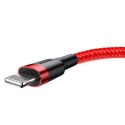 Wytrzymały nylonowy kabel przewód USB - iPhone Lightning QC3 3m - czerwony Wytrzymały nylonowy kabel przewód USB - iPhone Lightning QC3 3m - czerwony