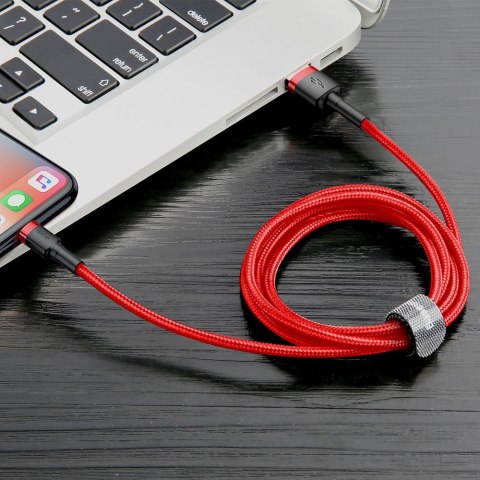 Wytrzymały nylonowy kabel przewód USB - iPhone Lightning QC3 3m - czerwony Wytrzymały nylonowy kabel przewód USB - iPhone Lightning QC3 3m - czerwony