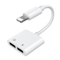 Adapter przejściówka rozdzielacz słuchawkowy iPhone Lightning - 2x Lightning biały Adapter przejściówka rozdzielacz słuchawkowy iPhone Lightning - 2x Lightning biały