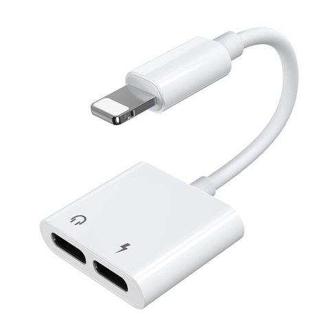 Adapter przejściówka rozdzielacz słuchawkowy iPhone Lightning - 2x Lightning biały Adapter przejściówka rozdzielacz słuchawkowy iPhone Lightning - 2x Lightning biały