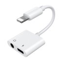 Adapter przejściówka rozdzielacz słuchawkowy iPhone Lightning - Lightning 3.5mm mini jack biały Adapter przejściówka rozdzielacz słuchawkowy iPhone Lightning - Lightning 3.5mm mini jack biały