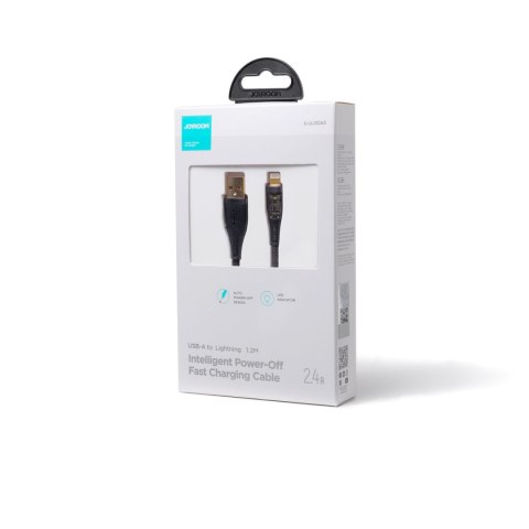 Kabel przewód z inteligentnym wyłącznikiem USB-A - iPhone Lightning 1.2m - czarny