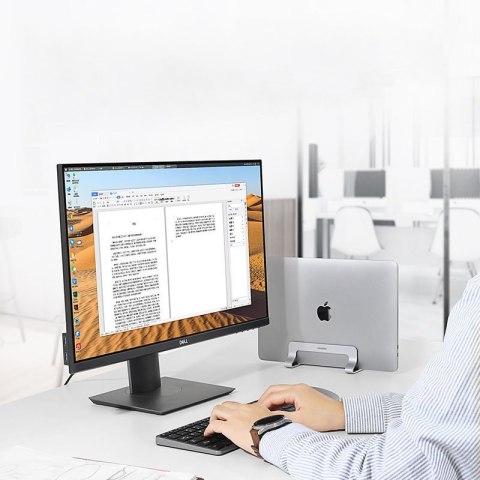 Pionowy stojak uchwyt podstawka na MacBooka laptopa tablet aluminium srebrny Pionowy stojak uchwyt podstawka na MacBooka laptopa tablet aluminium srebrny