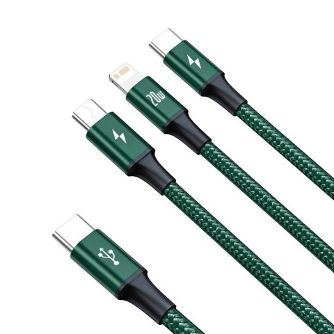 Rapid 3w1 kabel USB-C - USB-C / Lightning / micro USB 20 W 1.5 m zielony Rapid 3w1 kabel USB-C - USB-C / Lightning / micro USB 20 W 1.5 m zielony