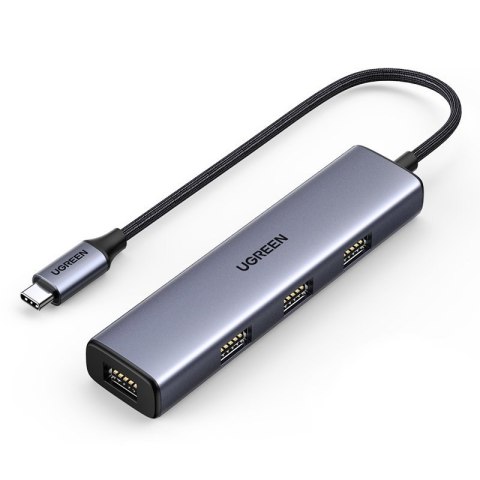 Rozdzielacz rozgałęźnik HUB USB-C na 4x USB 3.2 srebrny Rozdzielacz rozgałęźnik HUB USB-C na 4x USB 3.2 srebrny