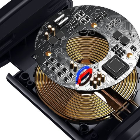 Samochodowy uchwyt do telefonu na zagłówek z ładowarką bezprzewodową Qi 15 W czarny Samochodowy uchwyt do telefonu na zagłówek z ładowarką bezprzewodową Qi 15 W czarny