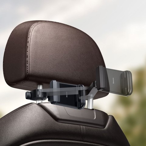 Samochodowy uchwyt do telefonu na zagłówek z ładowarką bezprzewodową Qi 15 W czarny Samochodowy uchwyt do telefonu na zagłówek z ładowarką bezprzewodową Qi 15 W czarny