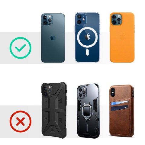 Samochodowy uchwyt magnetyczny indukcyjna ładowarka Qi 15W MagSafe do iPhone czarny Samochodowy uchwyt magnetyczny indukcyjna ładowarka Qi 15W MagSafe do iPhone czarny