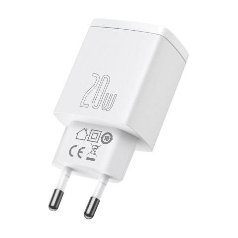 Szybka ładowarka sieciowa Compact USB USB-C 20W 3A PD QC 3.0 biały Szybka ładowarka sieciowa Compact USB USB-C 20W 3A PD QC 3.0 biały
