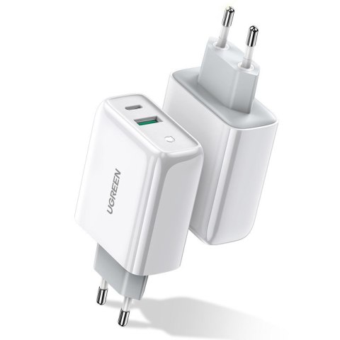 Szybka ładowarka sieciowa USB-C + USB 36 W Quick Charge 4.0 Power Delivery biały Szybka ładowarka sieciowa USB-C + USB 36 W Quick Charge 4.0 Power Delivery biały