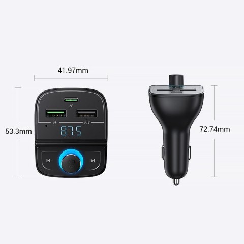 Transmiter FM MP3 Bluetooth 5.0 ładowarka samochodowa 3x USB TF microSD czarny Transmiter FM MP3 Bluetooth 5.0 ładowarka samochodowa 3x USB TF microSD czarny