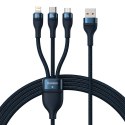 3w1 Kabel przewód do szybkiego ładowania USB-A do USB-C microUSB Lightning 66W 480Mb/s 1.2m niebieski 3w1 Kabel przewód do szybkiego ładowania USB-A do USB-C microUSB Lightning 66W 480Mb/s 1.2m niebieski