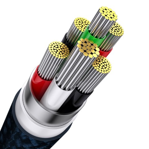 3w1 Kabel przewód do szybkiego ładowania USB-A do USB-C microUSB Lightning 66W 480Mb/s 1.2m niebieski 3w1 Kabel przewód do szybkiego ładowania USB-A do USB-C microUSB Lightning 66W 480Mb/s 1.2m niebieski