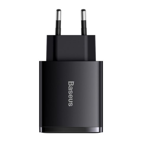 Compact szybka ładowarka sieciowa 2x USB USB-C 30W 3A PD QC czarny Compact szybka ładowarka sieciowa 2x USB USB-C 30W 3A PD QC czarny