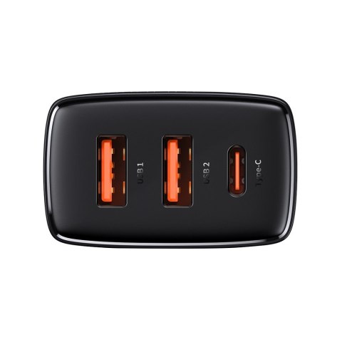 Compact szybka ładowarka sieciowa 2x USB USB-C 30W 3A PD QC czarny Compact szybka ładowarka sieciowa 2x USB USB-C 30W 3A PD QC czarny