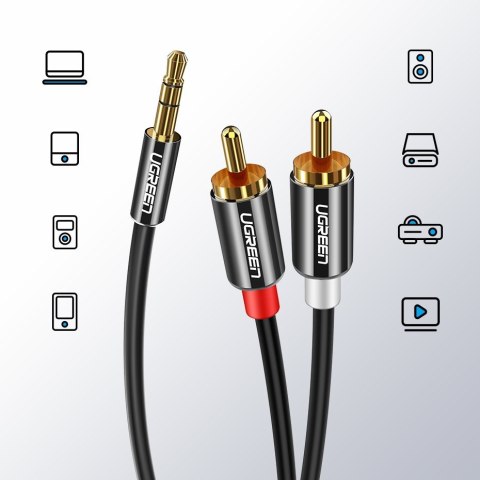 Kabel przewód audio 3.5mm mini jack - 2RCA 3m czarny