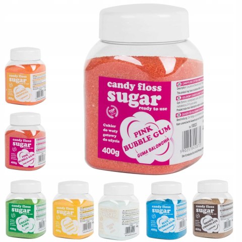 MIX Kolorowy smakowy cukier do waty cukrowej ZESTAW 8x 400g MIX Kolorowy smakowy cukier do waty cukrowej ZESTAW 8x 400g