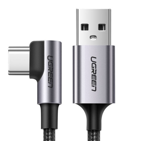 Przewód kabel kątowy boczna wtyczka USB - USB-C 1m 3A szary Przewód kabel kątowy boczna wtyczka USB - USB-C 1m 3A szary