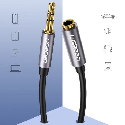 Przewód kabel przedłużacz do słuchawek AUX 3.5mm mini jack 3m srebrny Przewód kabel przedłużacz do słuchawek AUX 3.5mm mini jack 3m srebrny