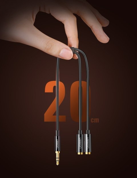 Rozdzielacz kabla słuchawkowego 2x AUX 3.5mm mini jack 25cm czarny Rozdzielacz kabla słuchawkowego 2x AUX 3.5mm mini jack 25cm czarny