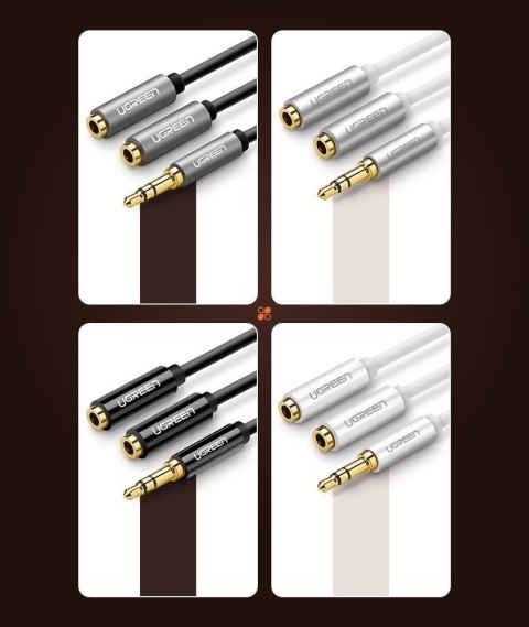 Rozdzielacz kabla słuchawkowego 2x AUX 3.5mm mini jack 25cm czarny Rozdzielacz kabla słuchawkowego 2x AUX 3.5mm mini jack 25cm czarny