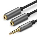 Rozdzielacz słuchawkowy 3.5mm mini jack AUX + mikrofon stereo 20cm srebrny Rozdzielacz słuchawkowy 3.5mm mini jack AUX + mikrofon stereo 20cm srebrny
