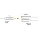 Rozdzielacz słuchawkowy 3.5mm mini jack AUX + mikrofon stereo 20cm srebrny Rozdzielacz słuchawkowy 3.5mm mini jack AUX + mikrofon stereo 20cm srebrny