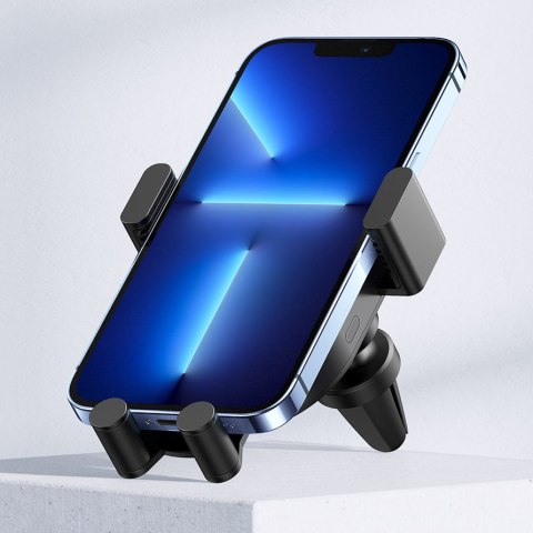 Samochodowa ładowarka bezprzewodowa Qi 15W + uchwyt telefonu na kratkę czarny Samochodowa ładowarka bezprzewodowa Qi 15W + uchwyt telefonu na kratkę czarny