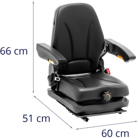 Siedzenie fotel regulowany z podłokietnikami i pasem do ciągnika siedzisko 42x47cm Siedzenie fotel regulowany z podłokietnikami i pasem do ciągnika siedzisko 42x47cm