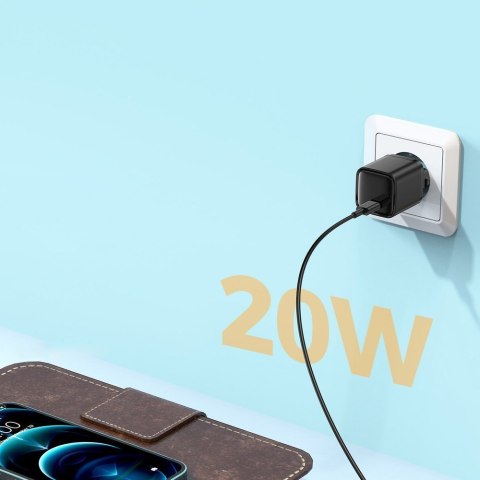 Szybka ładowarka sieciowa USB-C 20W Power Delivery Quick Charge 3.0 AFC czarna Szybka ładowarka sieciowa USB-C 20W Power Delivery Quick Charge 3.0 AFC czarna