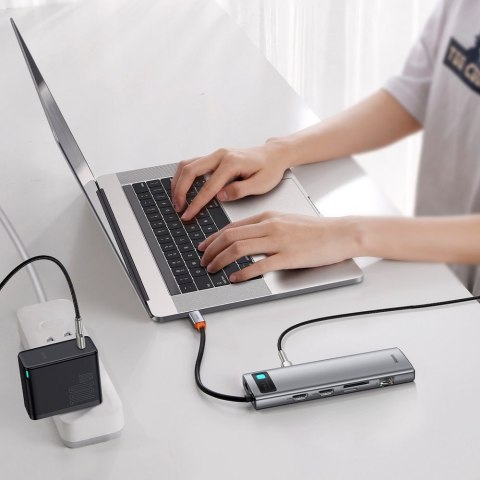 Wielofunkcyjny HUB replikator portów USB-C Metal Gleam 11w1 szary Wielofunkcyjny HUB replikator portów USB-C Metal Gleam 11w1 szary