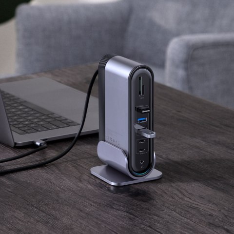 Wielofunkcyjny HUB replikator rozdzielacz portów czytnik kart wtyczki EU CN UK szary Wielofunkcyjny HUB replikator rozdzielacz portów czytnik kart wtyczki EU CN UK szary