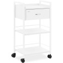 Wózek pomocnik kosmetyczny fryzjerski 1 szuflada 3 półki 47 x 33 x 84 cm - biały Wózek pomocnik kosmetyczny fryzjerski 1 szuflada 3 półki 47 x 33 x 84 cm - biały