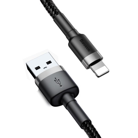 Wytrzymały kabel w oplocie do iPhone USB - Lightning QC3.0 2.4A 1m czarno-szary Wytrzymały kabel w oplocie do iPhone USB - Lightning QC3.0 2.4A 1m czarno-szary