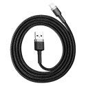 Wytrzymały kabel w oplocie do iPhone USB - Lightning QC3.0 2.4A 1m czarno-szary Wytrzymały kabel w oplocie do iPhone USB - Lightning QC3.0 2.4A 1m czarno-szary