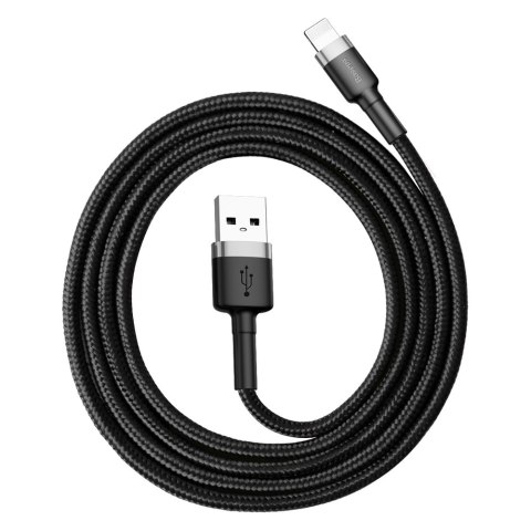 Wytrzymały kabel w oplocie do iPhone USB - Lightning QC3.0 2.4A 1m czarno-szary Wytrzymały kabel w oplocie do iPhone USB - Lightning QC3.0 2.4A 1m czarno-szary