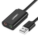 Zewnętrzna karta dźwiękowa muzyczna adapter USB - 3.5mm mini jack kabel 15cm czarny Zewnętrzna karta dźwiękowa muzyczna adapter USB - 3.5mm mini jack kabel 15cm czarny